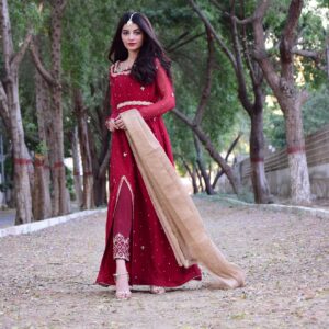 MAROON SLIT CUT DRESS - Image 2