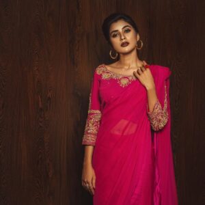Gulaabi handwork saree - Image 3