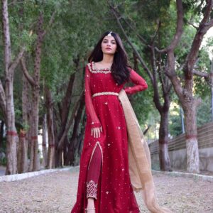 MAROON SLIT CUT DRESS