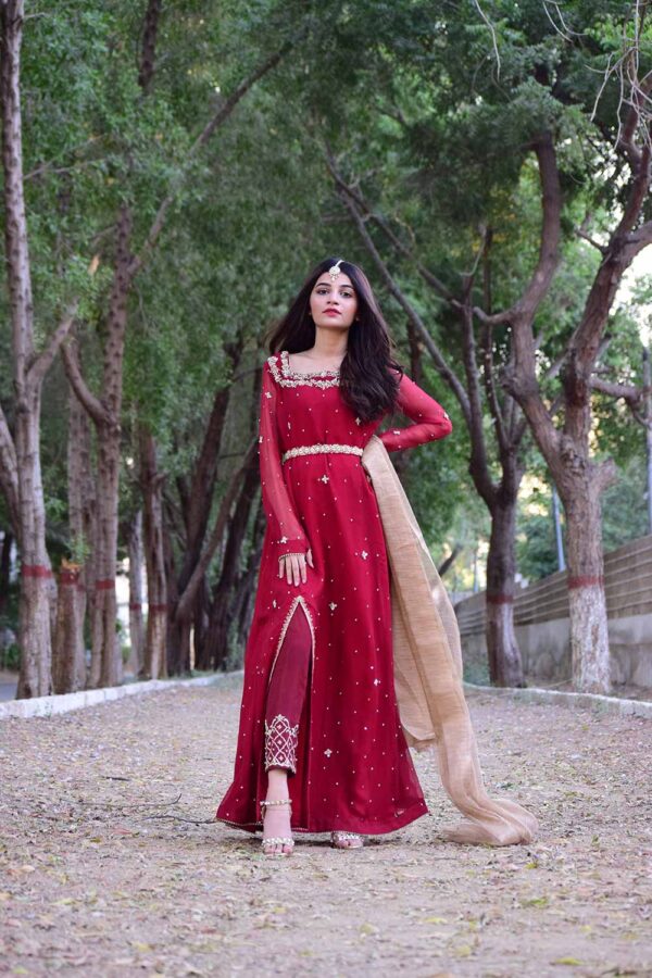 MAROON SLIT CUT DRESS