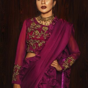 Jaamun frill saree - Image 5