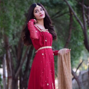 MAROON SLIT CUT DRESS - Image 3