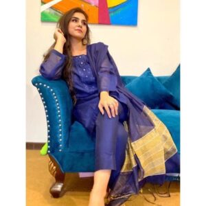 NAVY BLUE SHEESHA WORK DRESS - Image 3