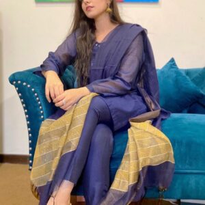 NAVY BLUE SHEESHA WORK DRESS - Image 5