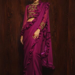 Jaamun frill saree