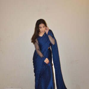 NAVY BLUE SILK SAREE - Image 5