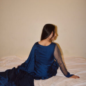 NAVY BLUE SILK SAREE - Image 2