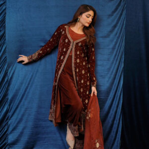 SAFFRON COLLECTION '24 ( VELVET COAT DRESS ) - Image 8