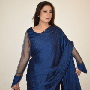 NAVY BLUE SILK SAREE - Image 10