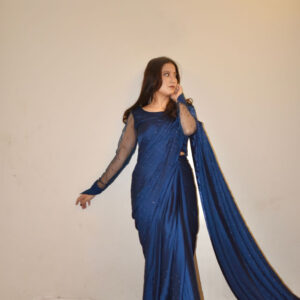 NAVY BLUE SILK SAREE - Image 3
