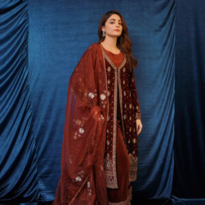 SAFFRON COLLECTION '24 ( VELVET COAT DRESS ) - Image 9