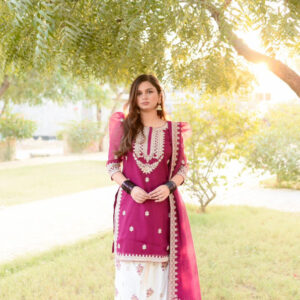 PATILA DRESS PINK / WHITE SHALWAR KAMEEZ - Image 3