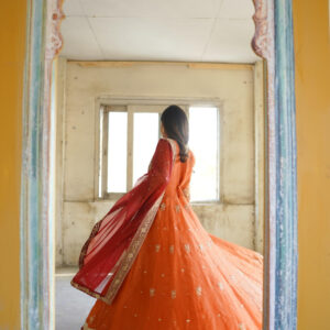 ZEBAISH E ZAMANA ( ORANGE/RED DRESS) - Image 7