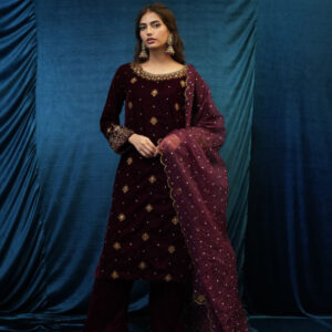 SAFFRON COLLECTION'24 ( BURGUNDY VELVET )