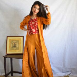MUSTARD FLORAL BOOTI LONG COAT