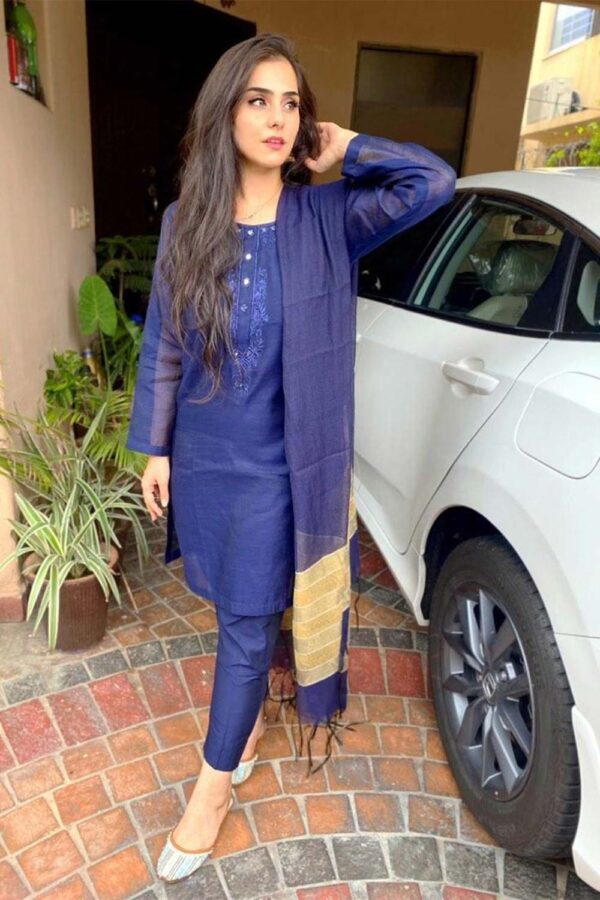 NAVY BLUE SHEESHA WORK DRESS