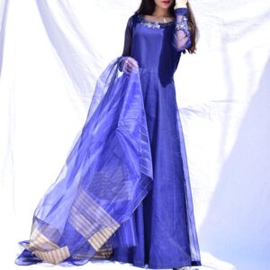 NAVY BLUE SHEESHA WORK FULL FROCK