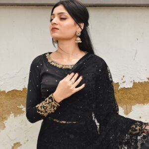 BLACK NET/SILK SAREE - Image 2