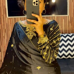 BLACK GOTTA WORK SILK SAREE - Image 4