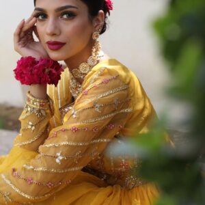 YELLOW CRYSTAL WORK  PISHWAS - Image 3