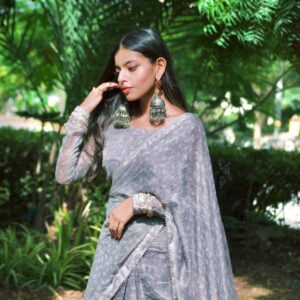 GREY printed SAREE - Image 2