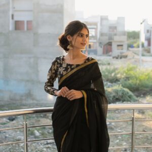 BLACK JAMAWAAR SAREE - Image 3