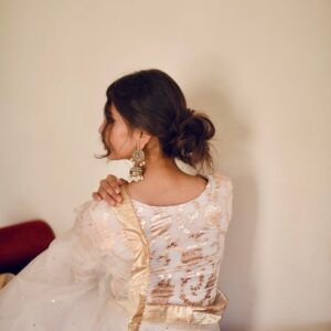 WHITE ORGANZA JAMAWAAR SAREE - Image 5