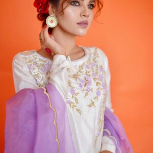 EID COLLECTION'23 ( WHITE/LILAC DRESS ) - Image 6