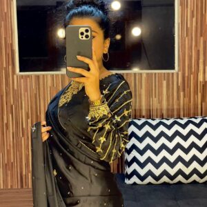 BLACK GOTTA WORK SILK SAREE - Image 2