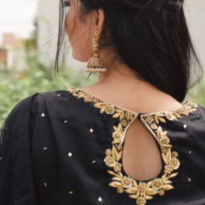 BLACK NET/SILK SAREE - Image 4