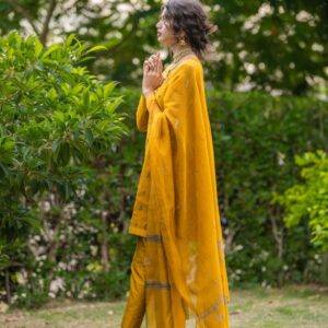 MUSTARD HANDWORKED DRESS - Image 5