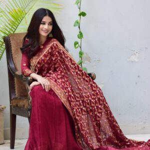 MAROON JAMAWAAR SAREE - Image 3