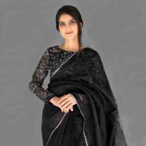 BLACK KATDANA BEADS SAREE - Image 2