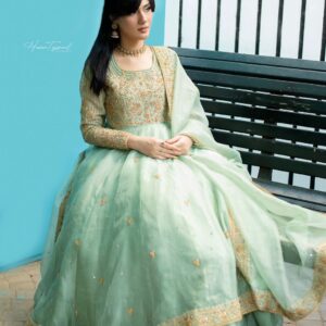PISTA GREEN HANDWORKED DRESS - Image 3