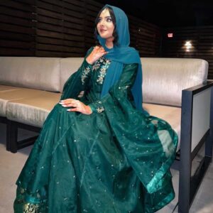 DARK GREEN ORGANZA DRESS - Image 5