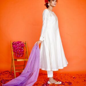 EID COLLECTION'23 ( WHITE/LILAC DRESS ) - Image 5