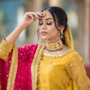 YELLOW LEHANGE CHOLI ( Mendhi dress) - Image 8