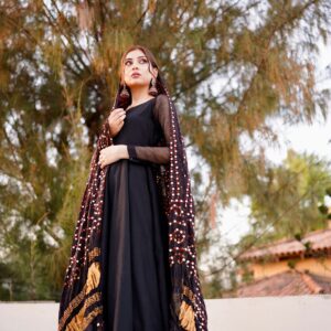KHAZAIN ( BLACK KAMDANI DUPATTA DRESS) - Image 4