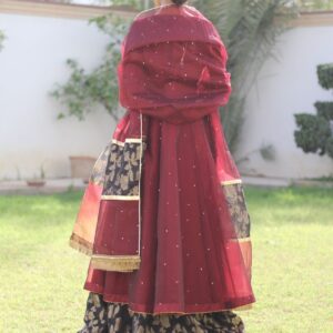 MAROON BLACK EMBRIODED PISHWAS - Image 3