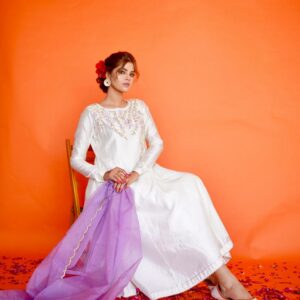EID COLLECTION'23 ( WHITE/LILAC DRESS ) - Image 4