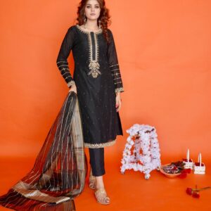 EID COLLECTION' 23 ( BLACK LOOM NET DRESS )