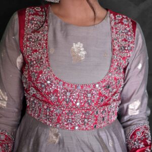 GREY JACQUARD PINK KOTI PISHWAS - Image 5
