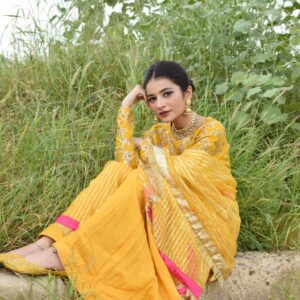 YELLOW 2 LEG SHARARA DRESS - Image 4