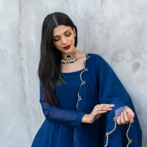 BLUE GEORGETTE CHIFFON PISHWAS - Image 4