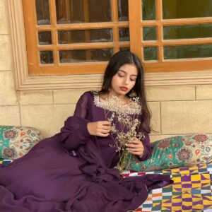 DARK PURPLE SHEESHA WORK PISHWAS - Image 4