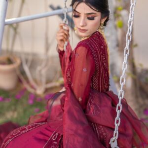MAROON CHIKEN KARI DRESS - Image 6