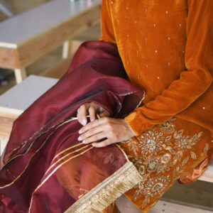 MUSTARD VELVET DRESS - Image 4