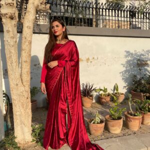 MAROON SILK CHANN SAREE