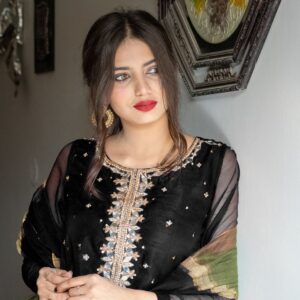 BLACK SHEESHA WORK DRESS - Image 4