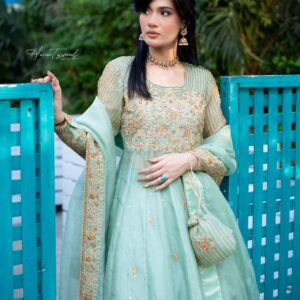 PISTA GREEN HANDWORKED DRESS - Image 5